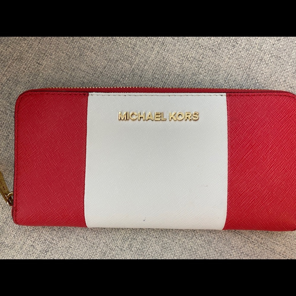 Red & White leather Michael Kors wallet